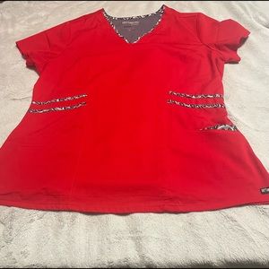 Greys Anatomy Leopard Detail Scrub Top